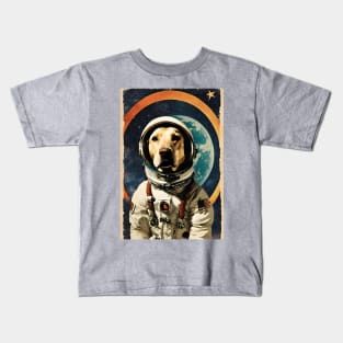 Astronaut Labrador Dog in Space Vintage Collage Surreal Art Kids T-Shirt